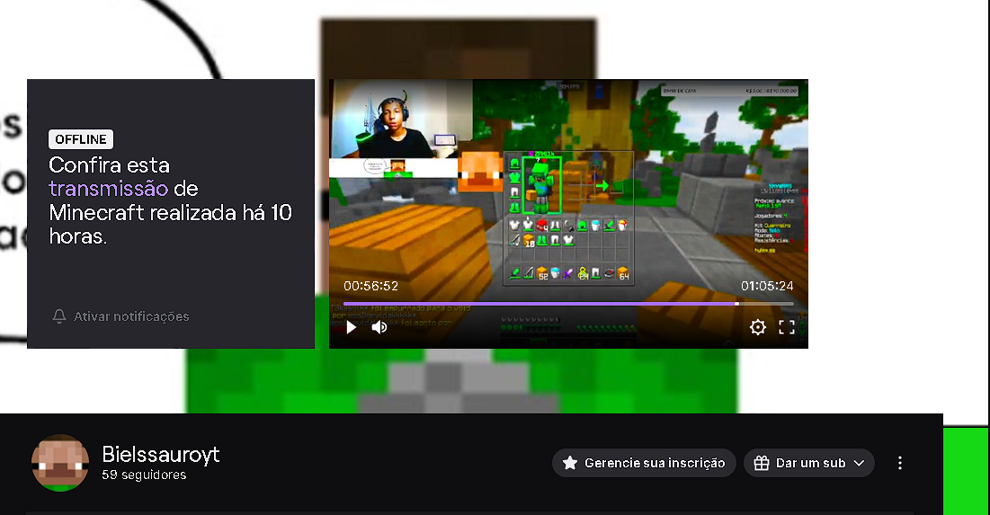 MEU CANAL NA TWITCH DE MINECRAFT - Sites no SeuGrupo