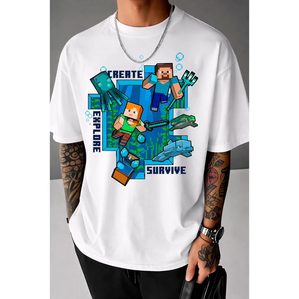Camisetas Minecraft Streetwear Unissex - grupo de Shopee no SeuGrupo